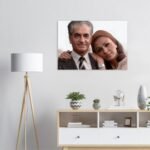 Mohammad Reza Shah Farah Pahlavi Romantic Portrait Canvas Wall Art – Persian Royal Decor — detail 5