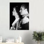 Mohammad Reza Shah Farah Silhouette Canvas Art – Persian Royal Portrait Decor