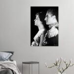 Mohammad Reza Shah Farah Silhouette Canvas Art – Persian Royal Portrait Decor — detail 3