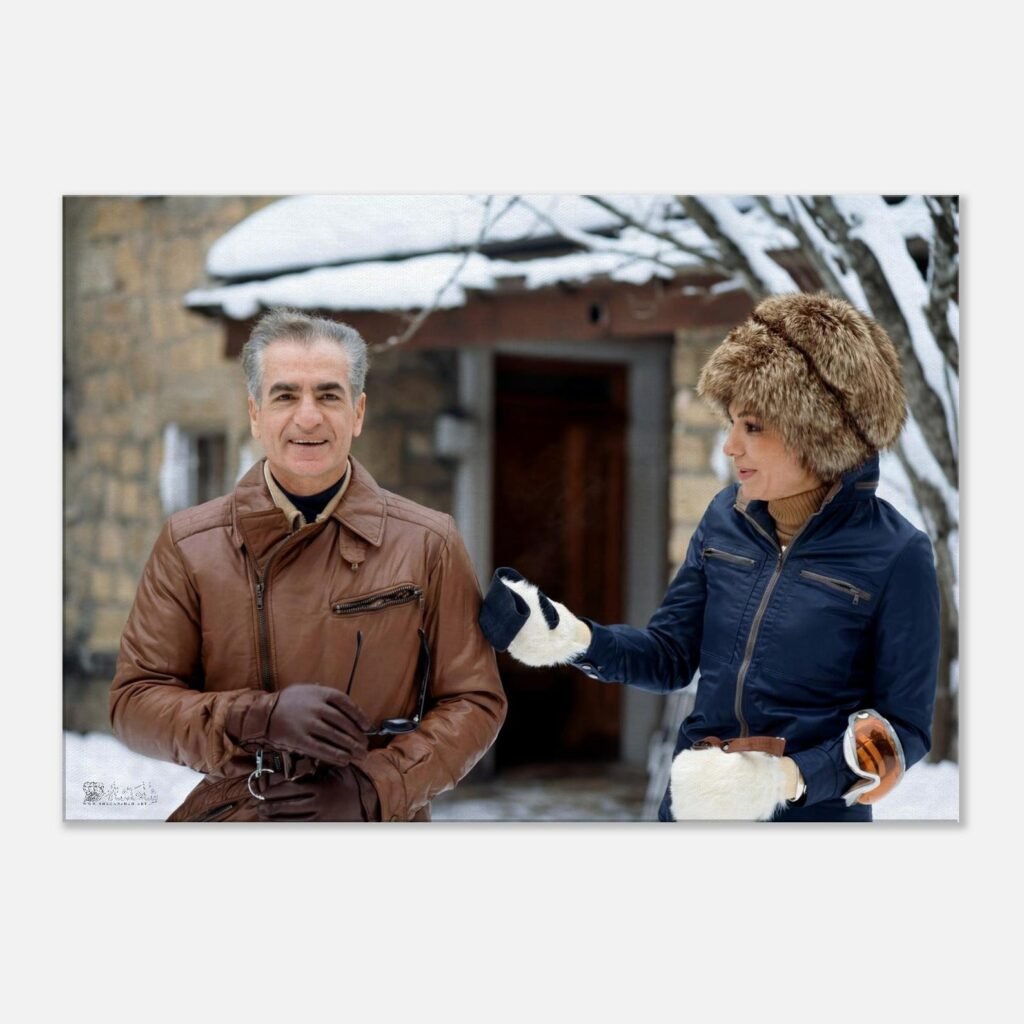 Mohammad Reza Shah Farah Winter Chalet Canvas Print – Pahlavi Royal Persian Decor — detail 4