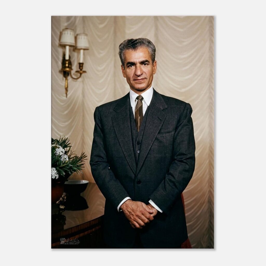 Mohammad Reza Shah Formal Portrait Canvas – Persian Royal Historic Wall Art — detail 2