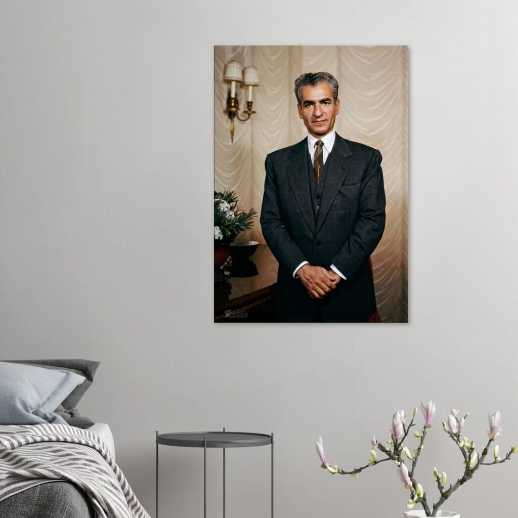 Mohammad Reza Shah Formal Portrait Canvas – Persian Royal Historic Wall Art — detail 3