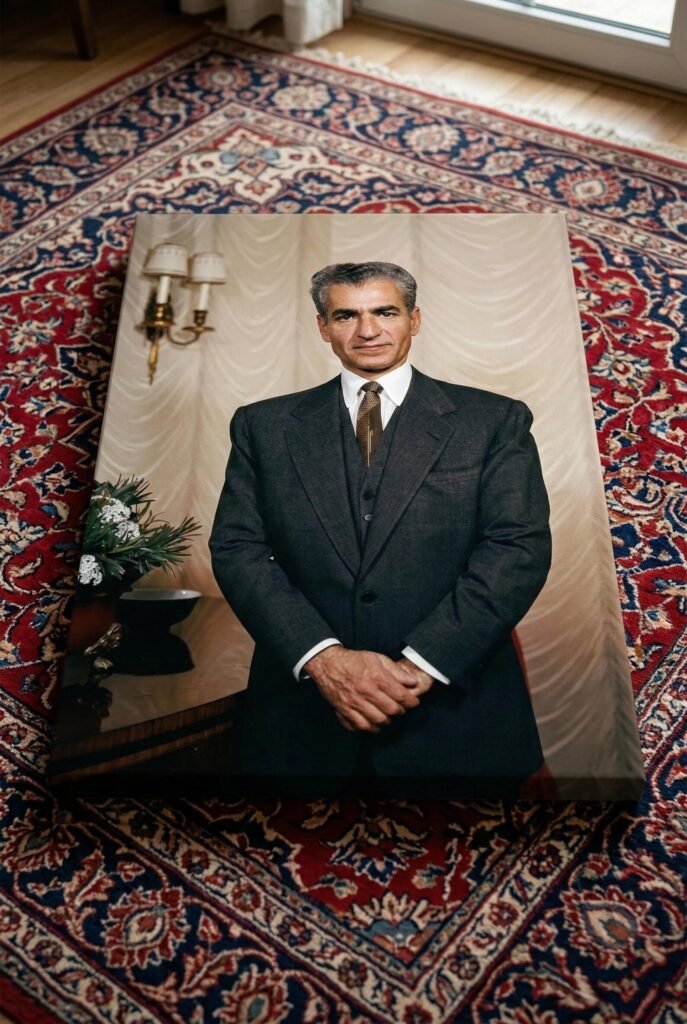 Mohammad Reza Shah Formal Portrait Canvas – Persian Royal Historic Wall Art — detail 5