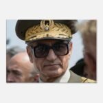 Mohammad Reza Shah Golden Cap Portrait Canvas Wall Art – Persian Royal Decor — detail 2