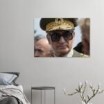 Mohammad Reza Shah Golden Cap Portrait Canvas Wall Art – Persian Royal Decor — detail 3