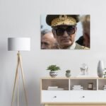 Mohammad Reza Shah Golden Cap Portrait Canvas Wall Art – Persian Royal Decor — detail 4