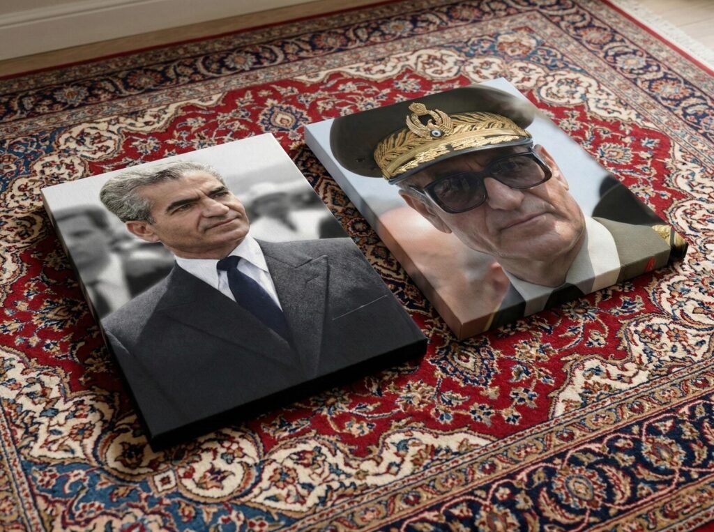 Mohammad Reza Shah Golden Cap Portrait Canvas Wall Art – Persian Royal Decor — detail 9