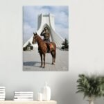 Mohammad Reza Shah Horseback Canvas Art – Persian Royal Historic Decor