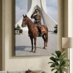 Mohammad Reza Shah Horseback Canvas Art – Persian Royal Historic Decor — detail 5