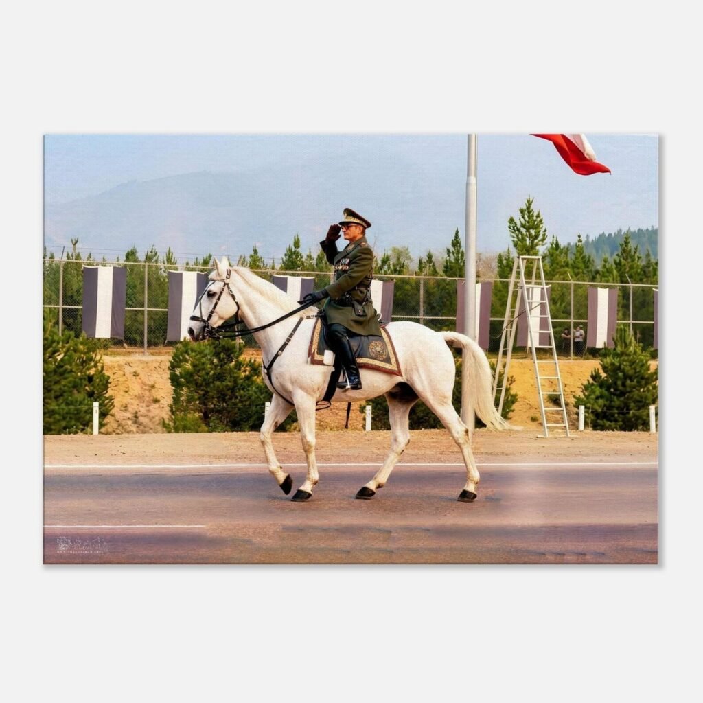 Mohammad Reza Shah Horseback Parade Canvas Print – Persian Royal Military Wall Art — detail 3