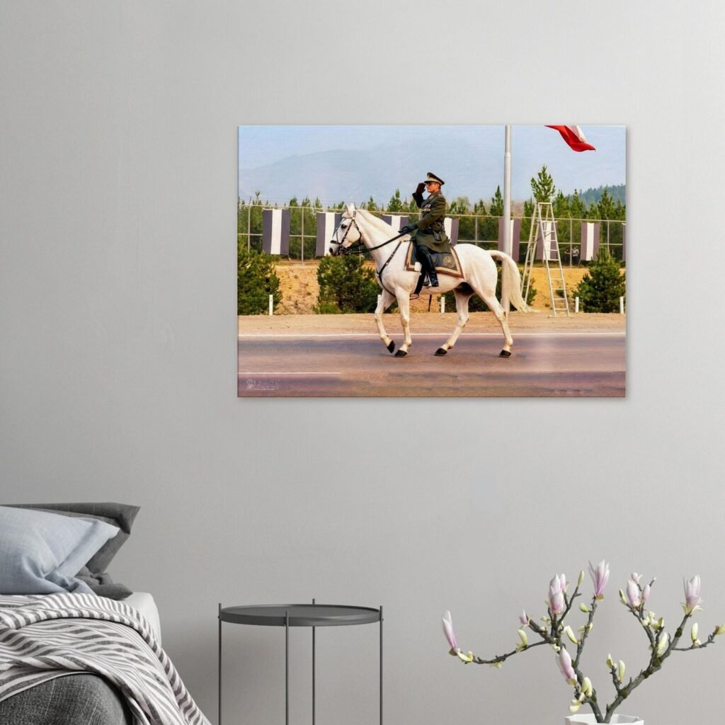 Mohammad Reza Shah Horseback Parade Canvas Print – Persian Royal Military Wall Art — detail 5
