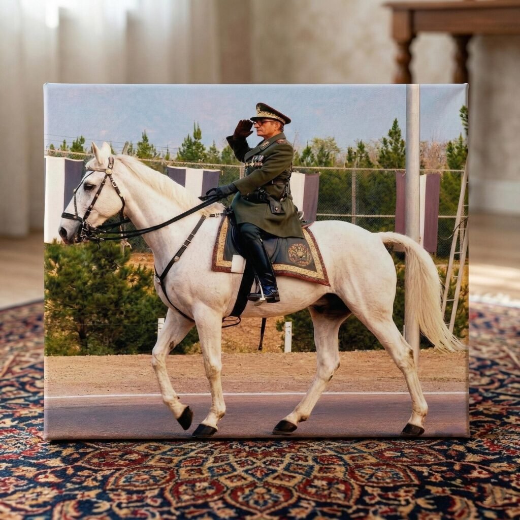 Mohammad Reza Shah Horseback Parade Canvas Print – Persian Royal Military Wall Art — detail 6