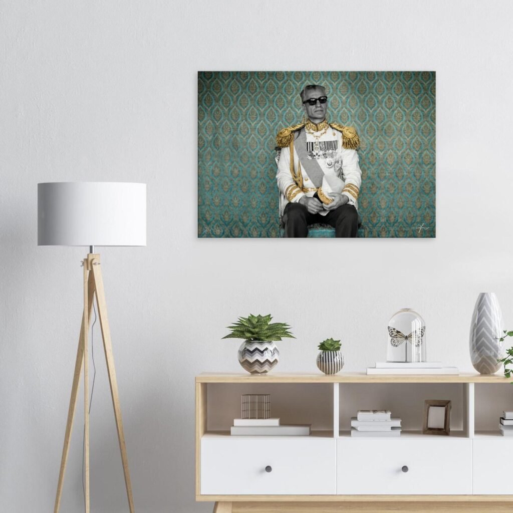 Mohammad Reza Shah in Ceremonial Military Attire – Pop Art Inspired Canvas — detail 4