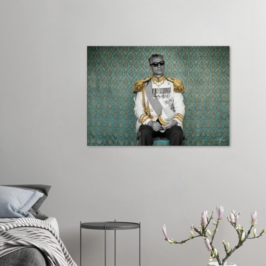 Mohammad Reza Shah in Ceremonial Military Attire – Pop Art Inspired Canvas — detail 5