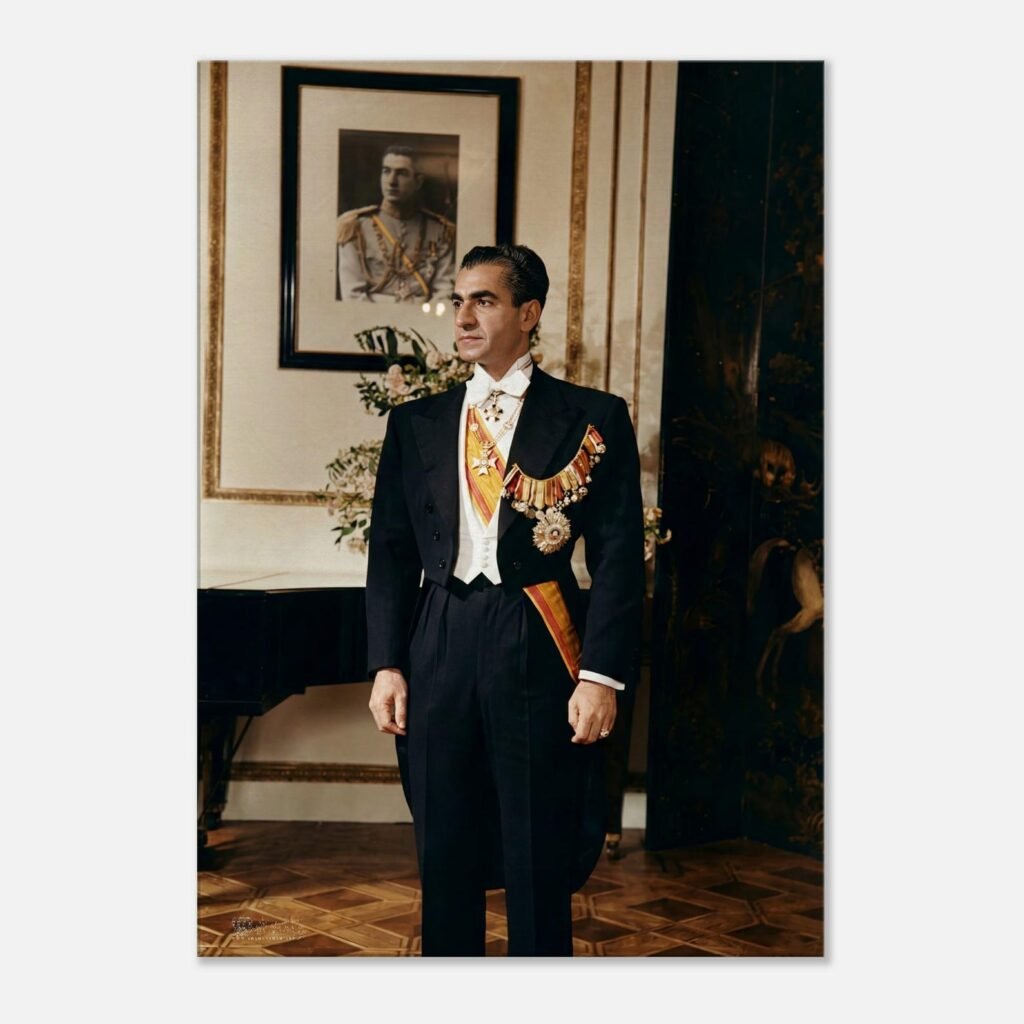 Mohammad Reza Shah in Formal Western Attire – Diplomatic Luxury Canvas Wall Art — detail 2