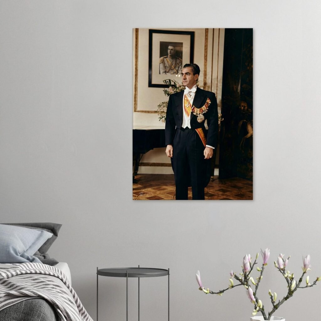 Mohammad Reza Shah in Formal Western Attire – Diplomatic Luxury Canvas Wall Art — detail 3