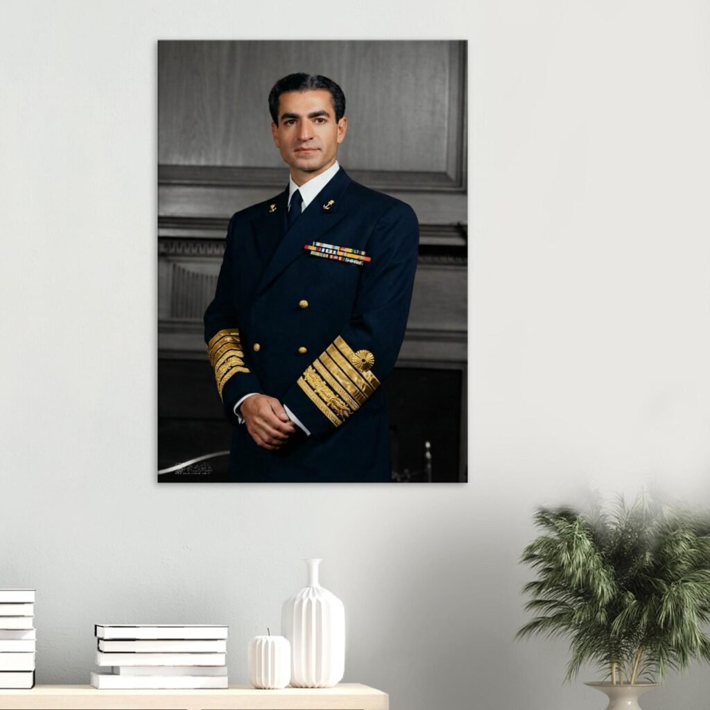 Mohammad Reza Shah in Naval Uniform – Fine Historical Canvas Wall Art