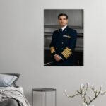 Mohammad Reza Shah in Naval Uniform – Fine Historical Canvas Wall Art — detail 2
