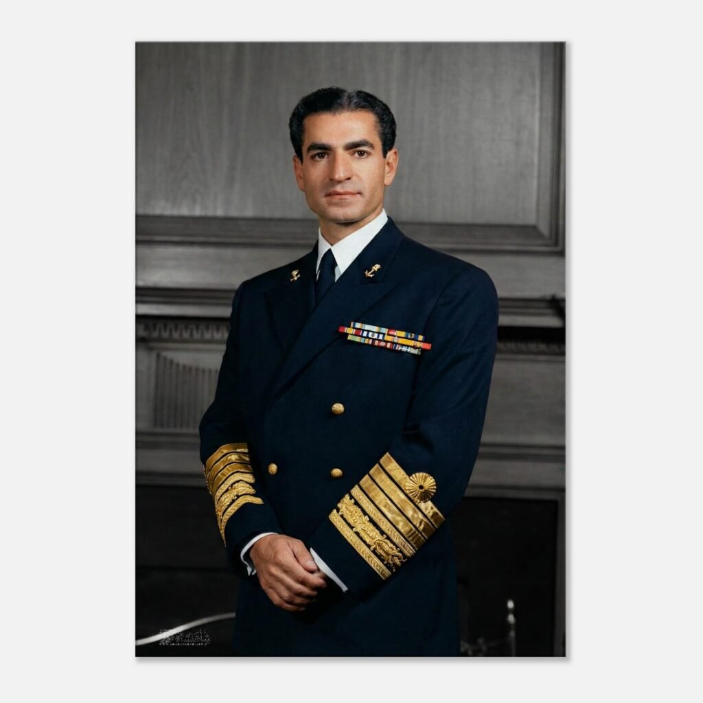 Mohammad Reza Shah in Naval Uniform – Fine Historical Canvas Wall Art — detail 3