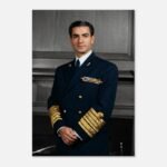 Mohammad Reza Shah in Naval Uniform – Fine Historical Canvas Wall Art — detail 3
