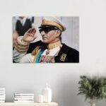 Mohammad Reza Shah in White Military Uniform – Historical Canvas Art