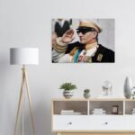 Mohammad Reza Shah in White Military Uniform – Historical Canvas Art — detail 3