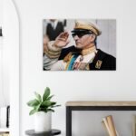 Mohammad Reza Shah in White Military Uniform – Historical Canvas Art — detail 5