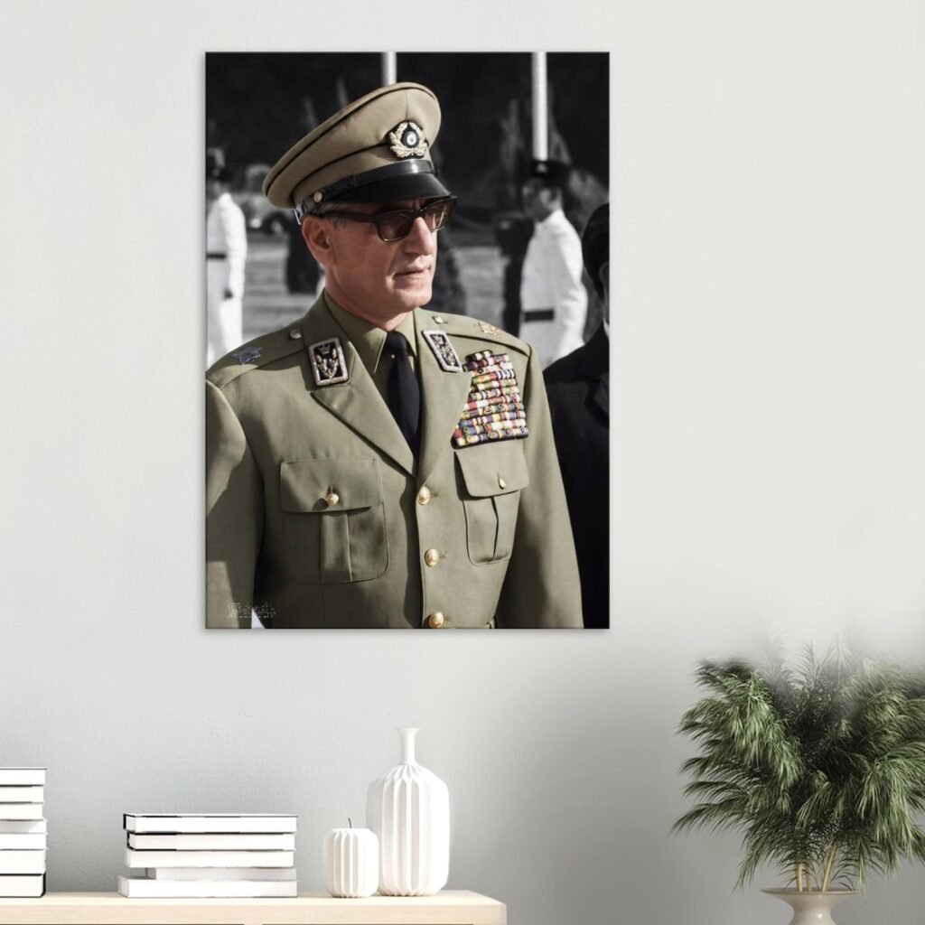 Mohammad Reza Shah Military Portrait Canvas Print – Persian Royal Decor — detail 2