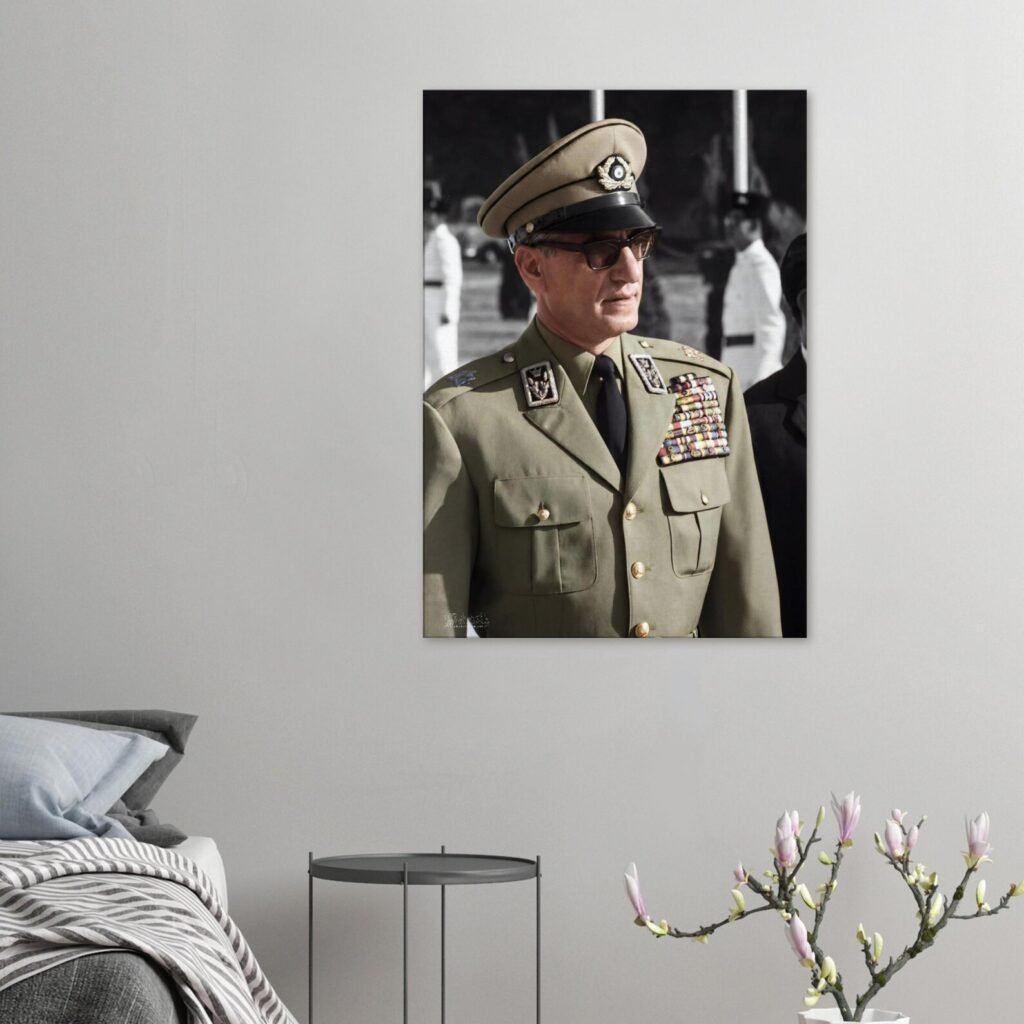 Mohammad Reza Shah Military Portrait Canvas Print – Persian Royal Decor — detail 4