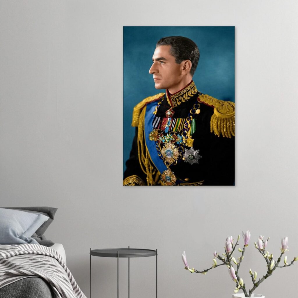 Mohammad Reza Shah Naval Portrait Canvas Wall Art – Persian Royal Decor — detail 3
