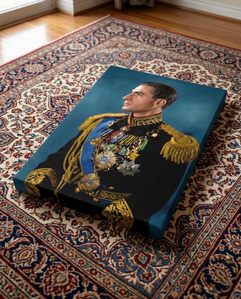 Mohammad Reza Shah Naval Portrait Canvas Wall Art – Persian Royal Decor — detail 4