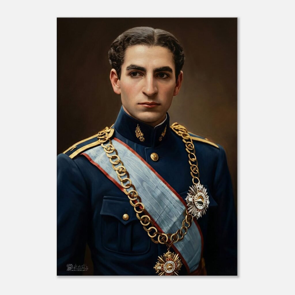 Mohammad Reza Shah Naval Uniform Portrait Canvas – Persian Royal Wall Art — detail 2