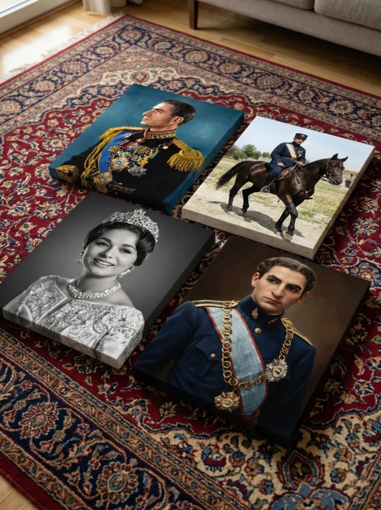 Mohammad Reza Shah Naval Uniform Portrait Canvas – Persian Royal Wall Art — detail 9