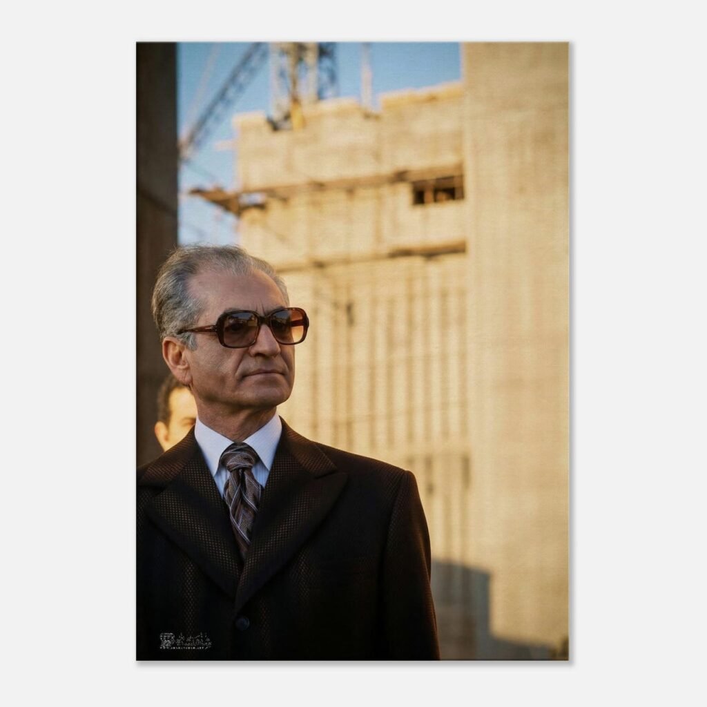 Mohammad Reza Shah Observing Construction Projects – Modern Canvas Wall Art — detail 2