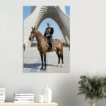 Mohammad Reza Shah on Horseback – Historic Military Canvas Art