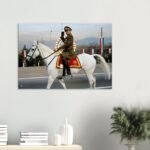 Mohammad Reza Shah on Horseback – Historic Military Canvas Art