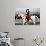 Mohammad Reza Shah on Horseback – Historic Military Canvas Art — detail 2