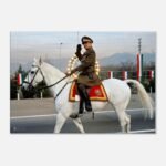 Mohammad Reza Shah on Horseback – Historic Military Canvas Art — detail 4