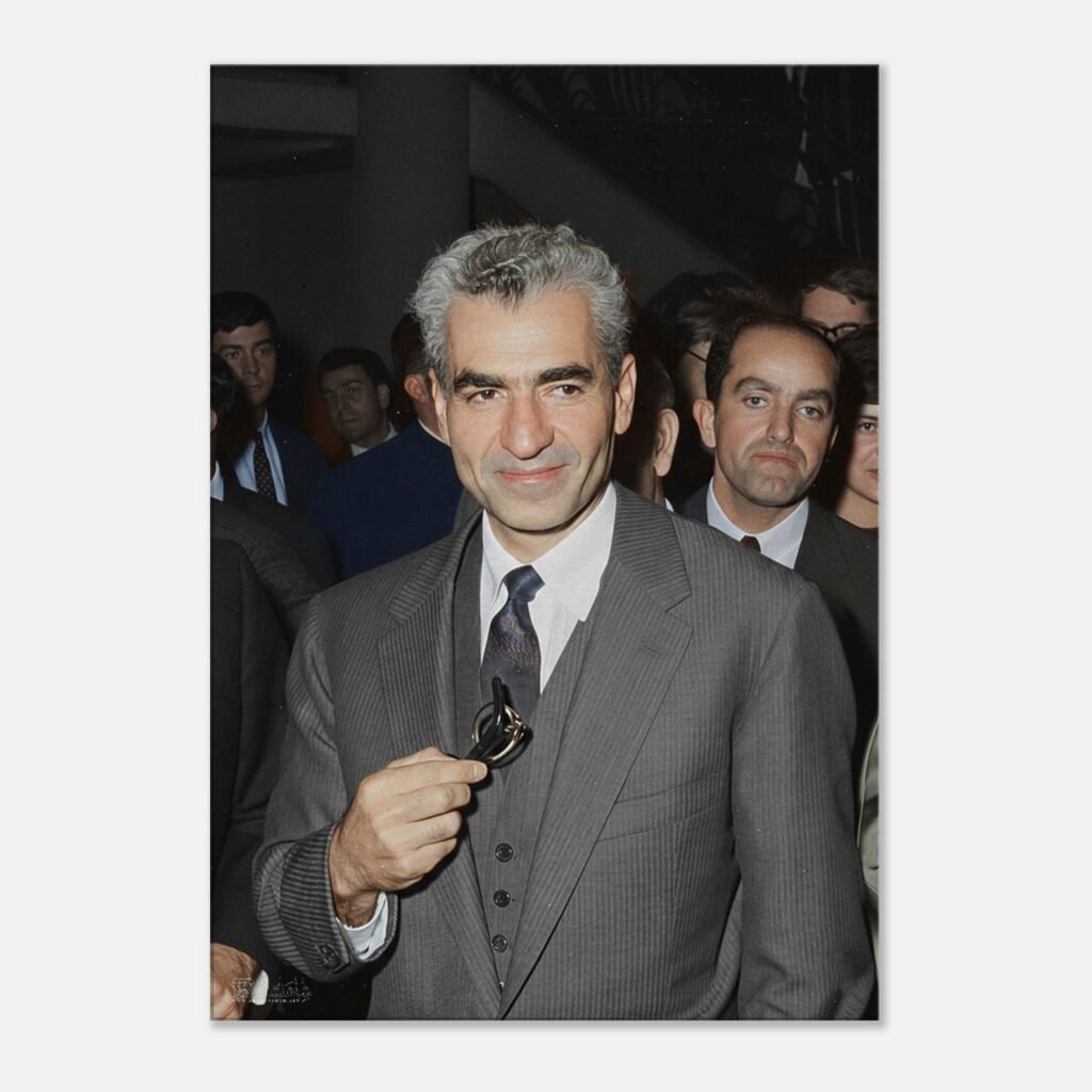 Mohammad Reza Shah Pahlavi Candid Portrait Canvas Wall Art – Persian Royal Decor — detail 3