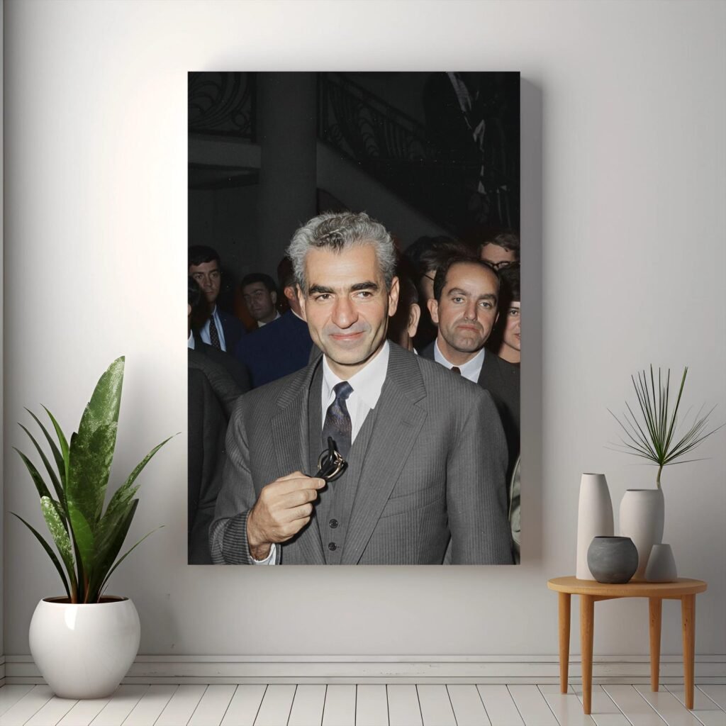 Mohammad Reza Shah Pahlavi Candid Portrait Canvas Wall Art – Persian Royal Decor — detail 4