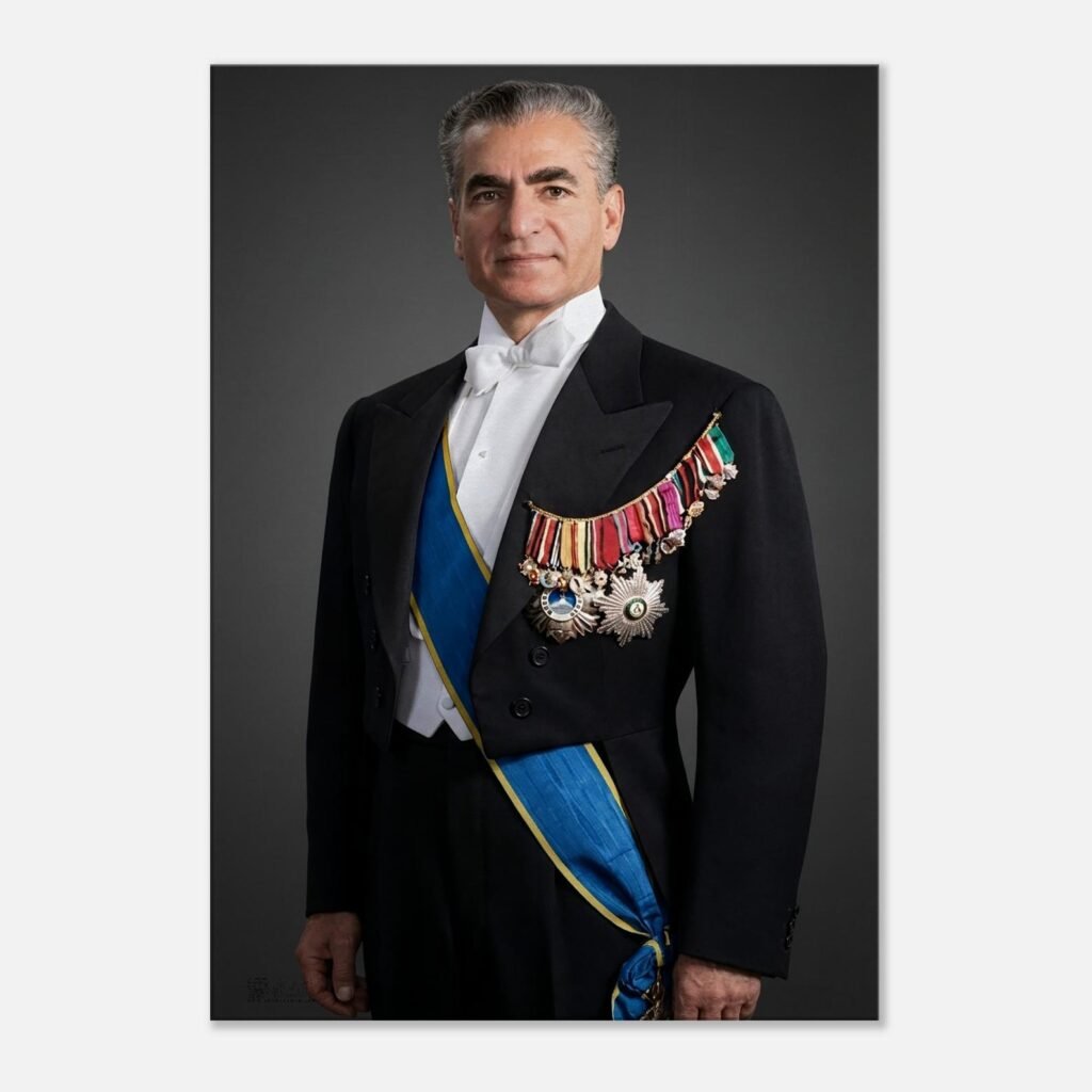 Mohammad Reza Shah Pahlavi Canvas Print – Persian Royal Formal Attire Wall Art — detail 2