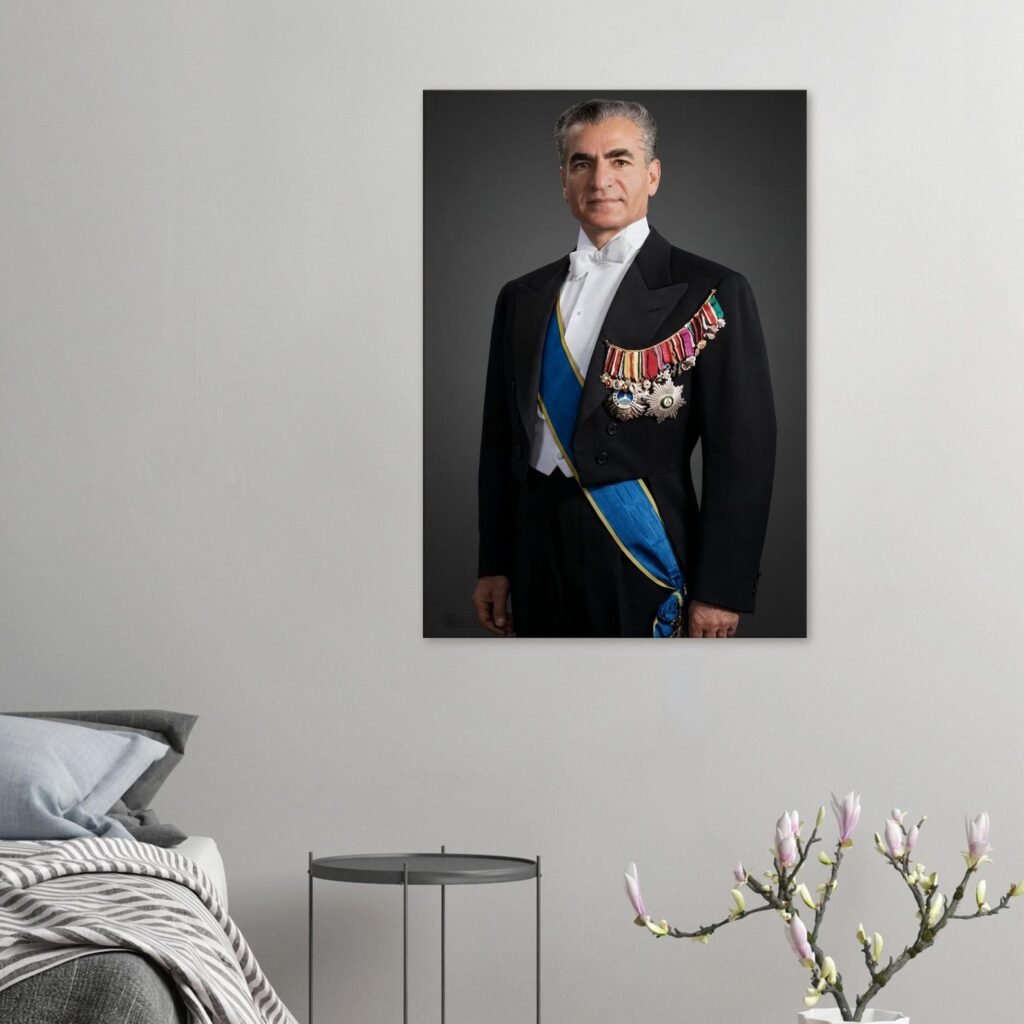 Mohammad Reza Shah Pahlavi Canvas Print – Persian Royal Formal Attire Wall Art — detail 3