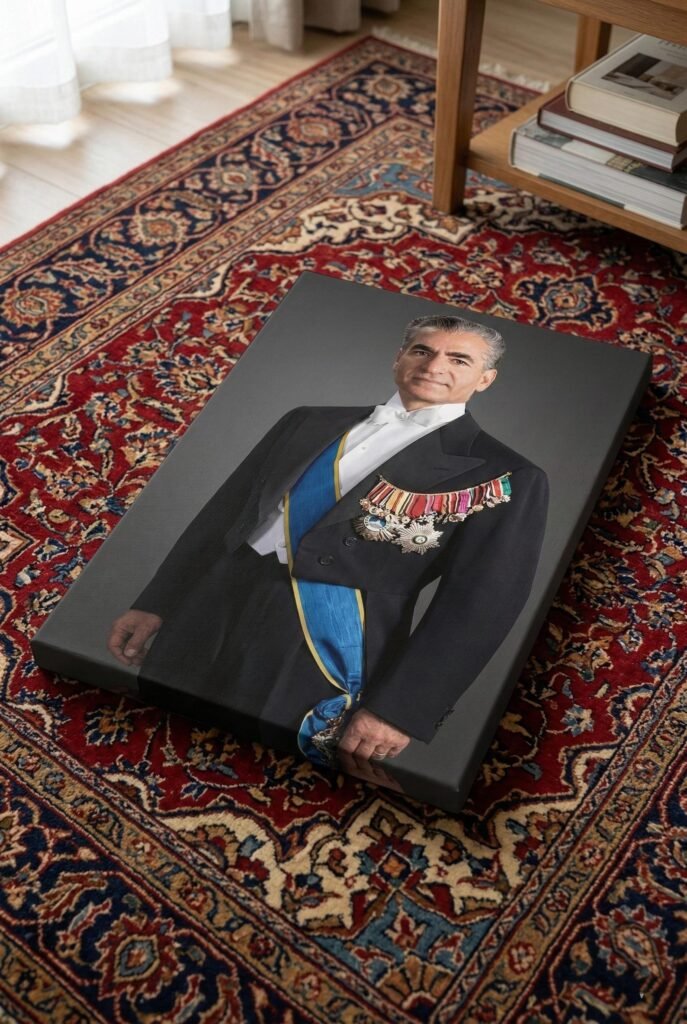 Mohammad Reza Shah Pahlavi Canvas Print – Persian Royal Formal Attire Wall Art — detail 4