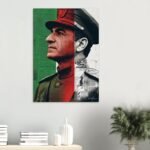 Mohammad Reza Shah Pahlavi Graphic Art Canvas – Persian Royal Portrait Wall Art