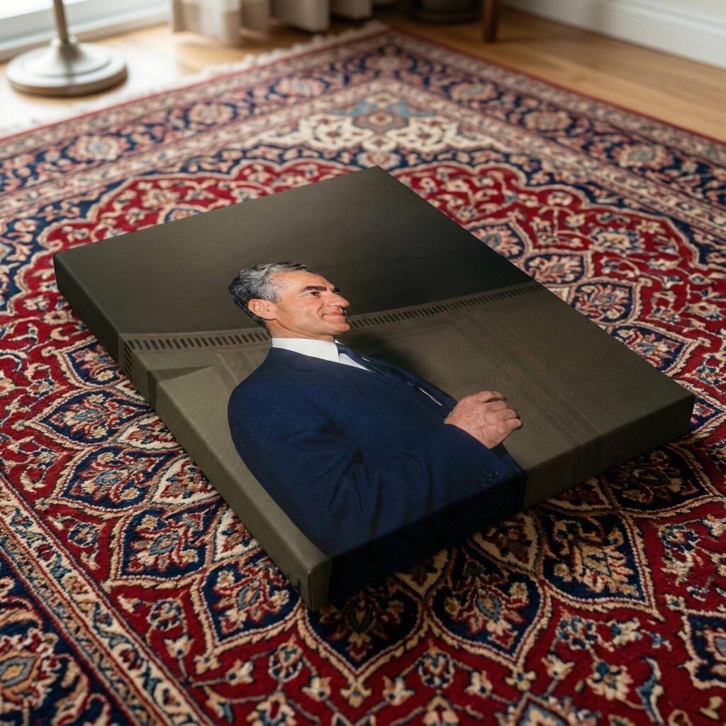 Mohammad Reza Shah Pahlavi in a Formal Party Suit – Elegant Persian Royal Wall Art — detail 5