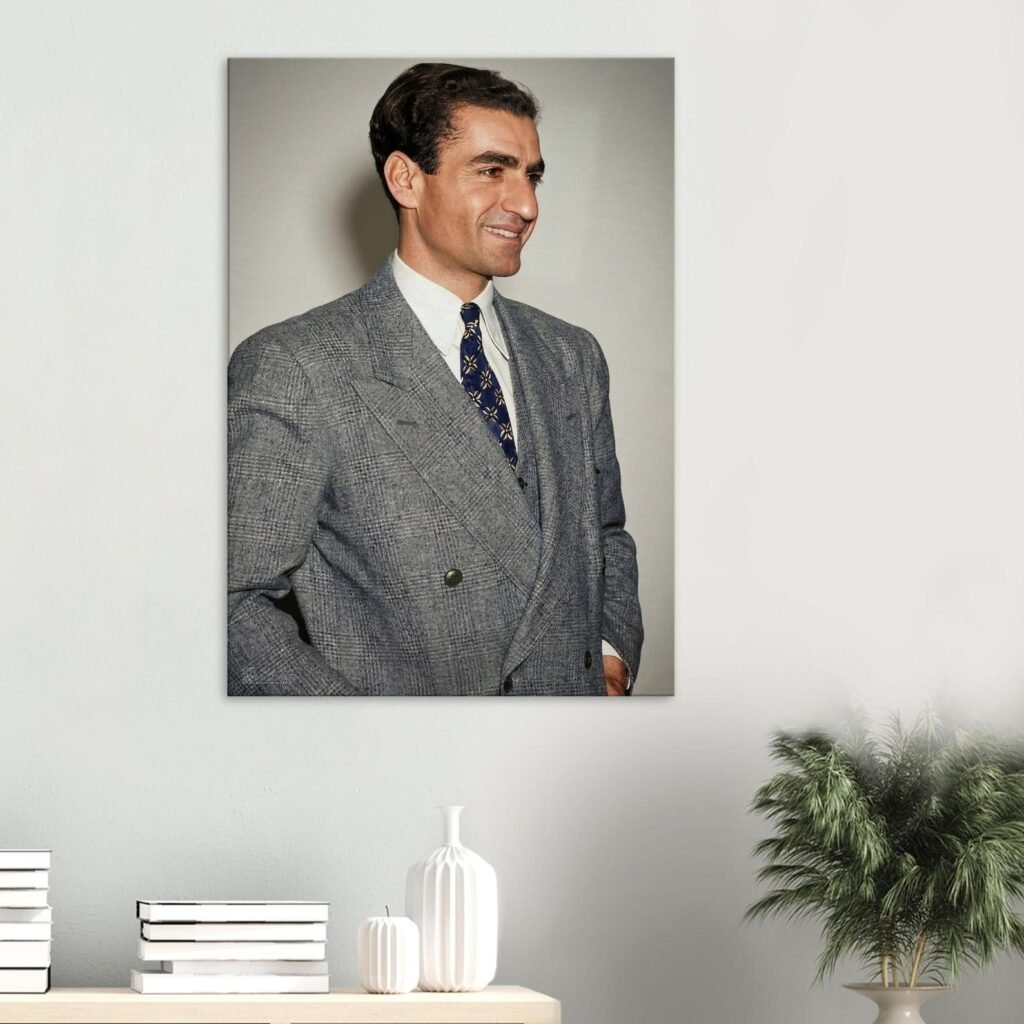 Mohammad Reza Shah Pahlavi in an Evening Suit at a Formal Reception – Vintage Persian Royal Portrait