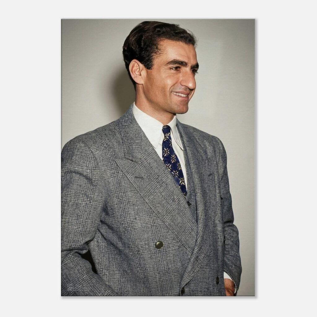Mohammad Reza Shah Pahlavi in an Evening Suit at a Formal Reception – Vintage Persian Royal Portrait — detail 2