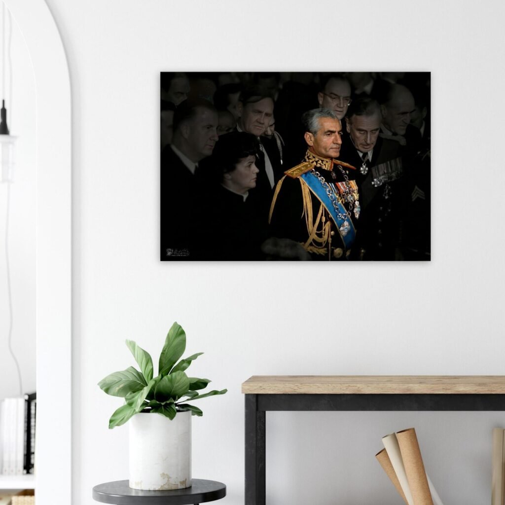 Mohammad Reza Shah Pahlavi in Formal Ceremonial Attire – Luxury Canvas Wall Art — detail 3