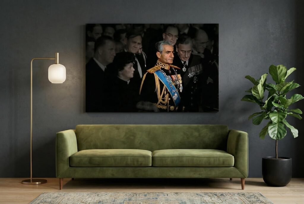 Mohammad Reza Shah Pahlavi in Formal Ceremonial Attire – Luxury Canvas Wall Art — detail 7