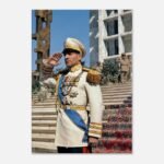 Mohammad Reza Shah Pahlavi Military Salute Canvas Print – Persian Royal Portrait Wall Art — detail 3